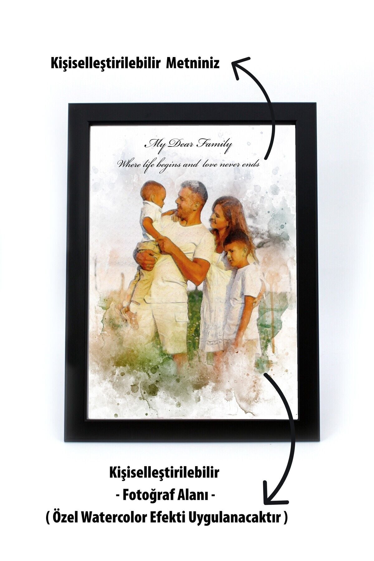 Özelleştirilebilir 13x18 cm Fotoğraf Çerçevesi ,Kişiye Özel Baskılı Fotoğraf Çerçevesi Renk Opsiyonu Siyah - 13 x 18
