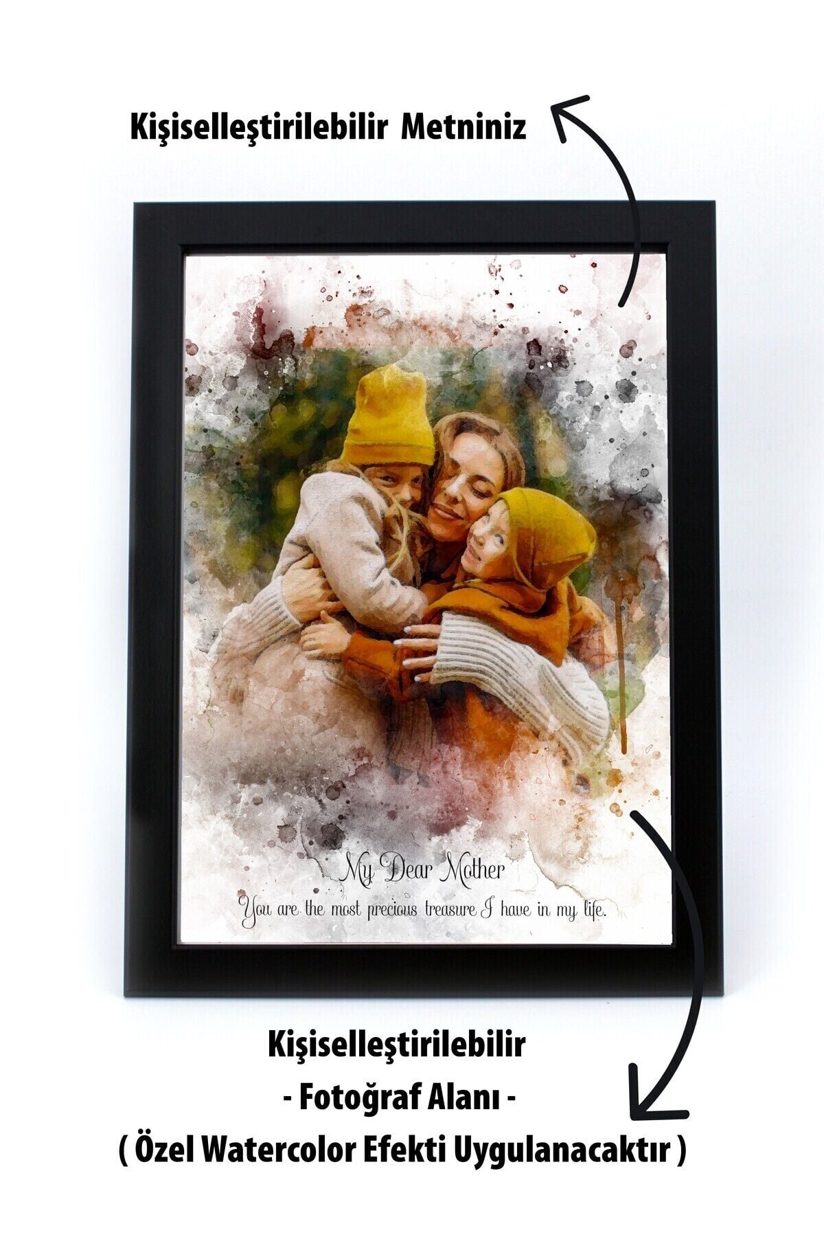 Özelleştirilebilir 21x30 cm Fotoğraf Çerçevesi ,Kişiye Özel Baskılı Fotoğraf Çerçevesi Renk Opsiyonu Siyah - 21 x 30