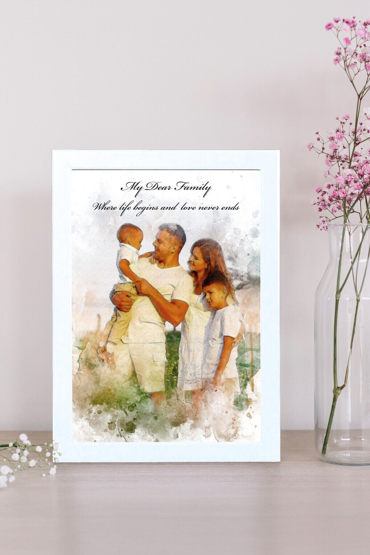 Özelleştirilebilir 30x40 cm Fotoğraf Çerçevesi ,Kişiye Özel Baskılı Fotoğraf Çerçevesi Renk Opsiyonu Beyaz - 30 x 40