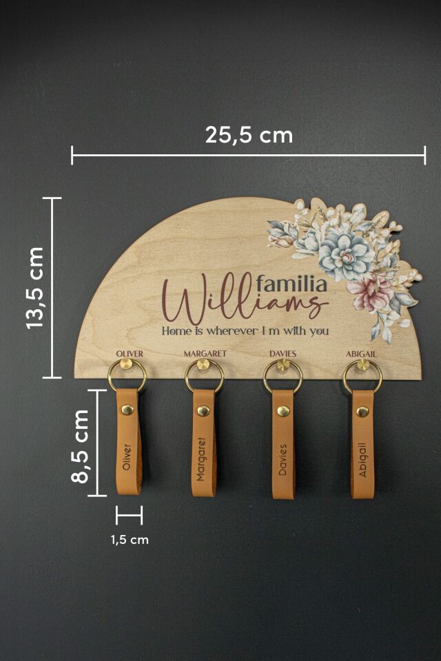 Özelleştirilebilir Aile Anahtarlık Seti Ahşap , Aileye Özel İsim ve Kişiye Özel Anahtarlık Seti