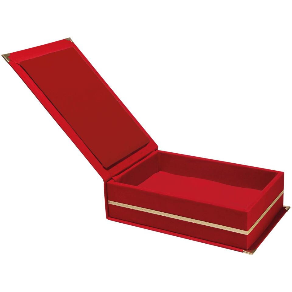 KAŞMİR KIRMIZI KADİFE PLAKET KUTUSU