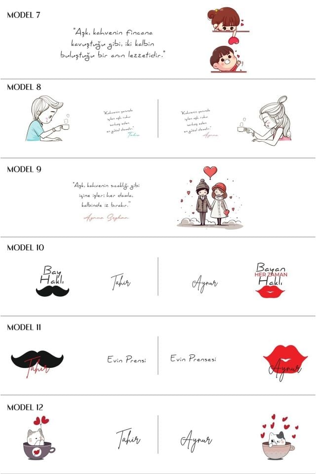 Özelleştirilebilir Porselen Fincan Takımı ,Kişiye Özel Fincan Seti ,İsme Özel Porselen Fincan Takımı