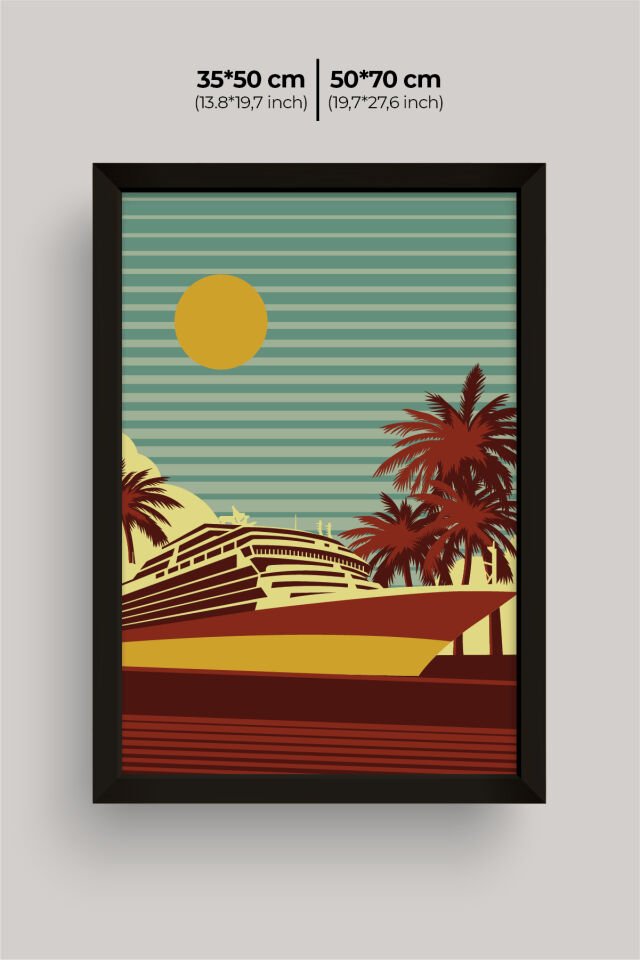 Dekoratif 3’lü  Ahşap Tablo Seti | UV Baskı Çerçeveli Duvar Tablosu V1 50x70 cm - Siyah