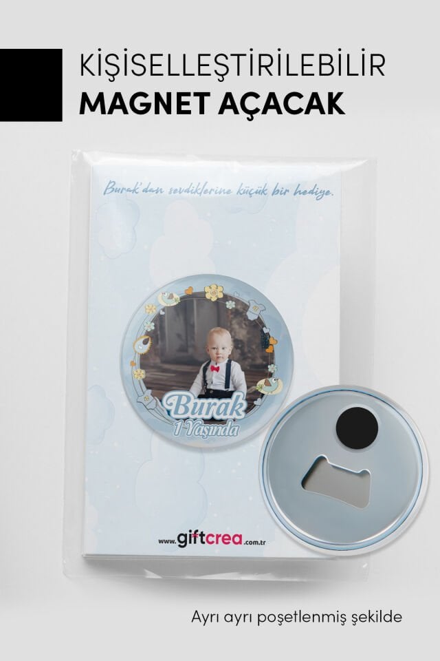 Yeni Doğan Erkek Bebek İçin Hoş Geldin Magnet Yuvarlak Açacaklı Fotoğraf Baskılı 10 Adet