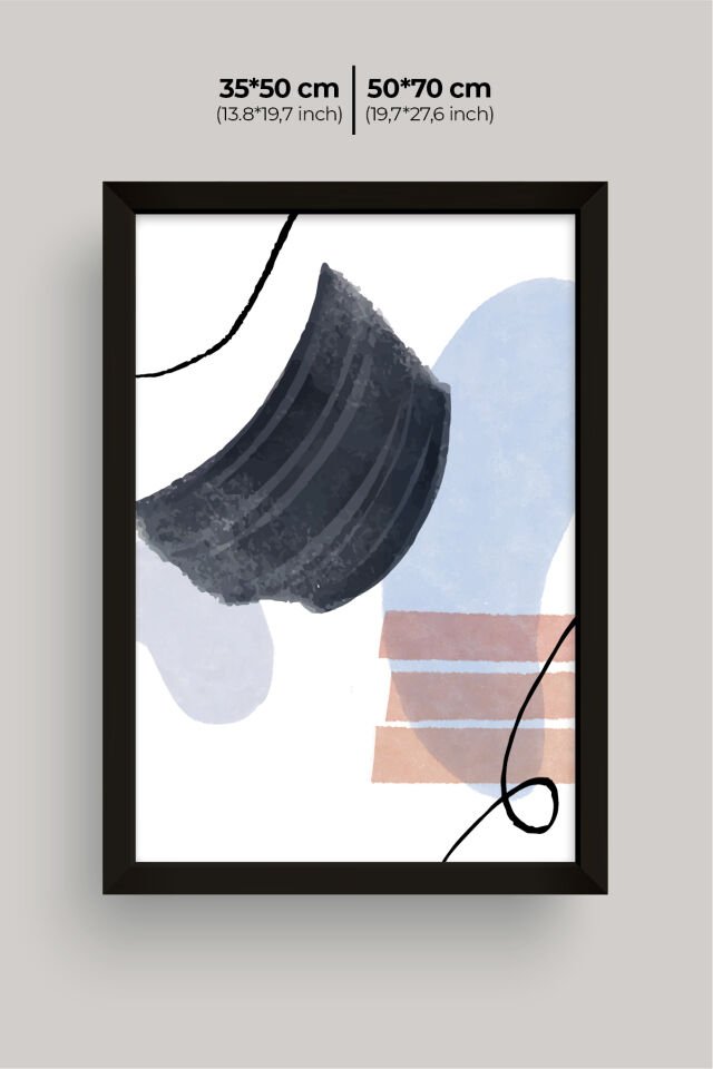 Dekoratif 3’lü  Ahşap Tablo Seti | UV Baskı Çerçeveli Duvar Tablosu V8 35x50 cm - Siyah