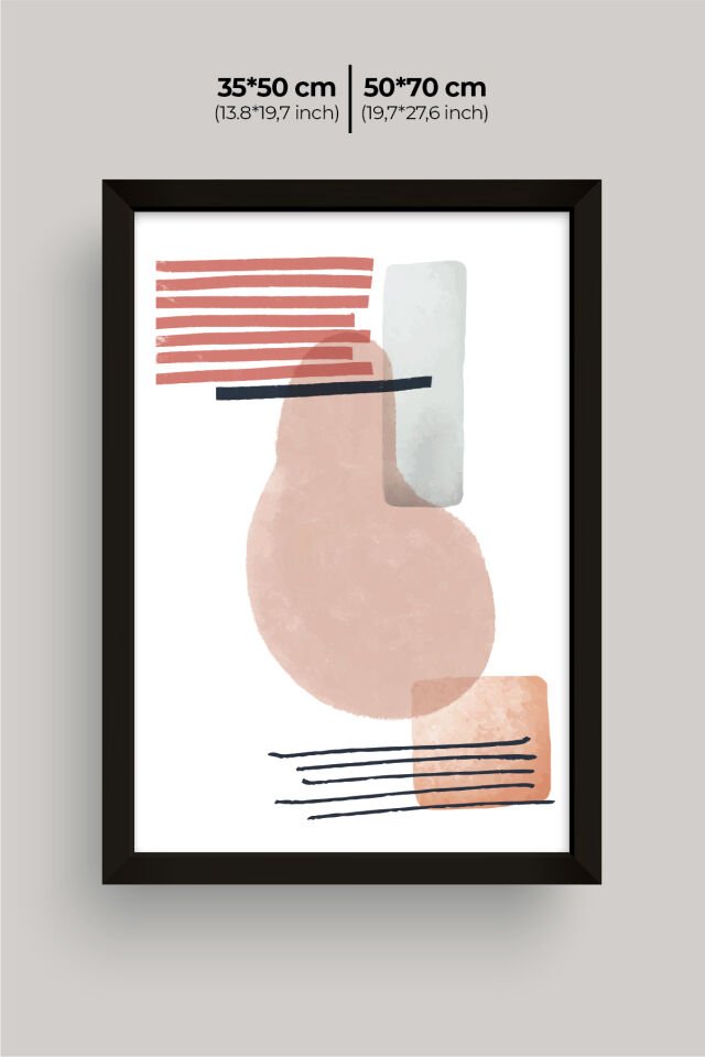 Dekoratif 3’lü  Ahşap Tablo Seti | UV Baskı Çerçeveli Duvar Tablosu V8 35x50 cm - Siyah