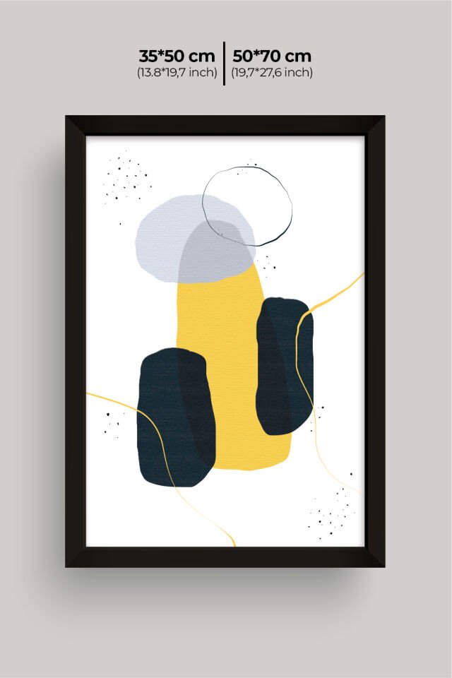 Dekoratif 3’lü  Ahşap Tablo Seti | UV Baskı Çerçeveli Duvar Tablosu V9 35x50 cm - Siyah