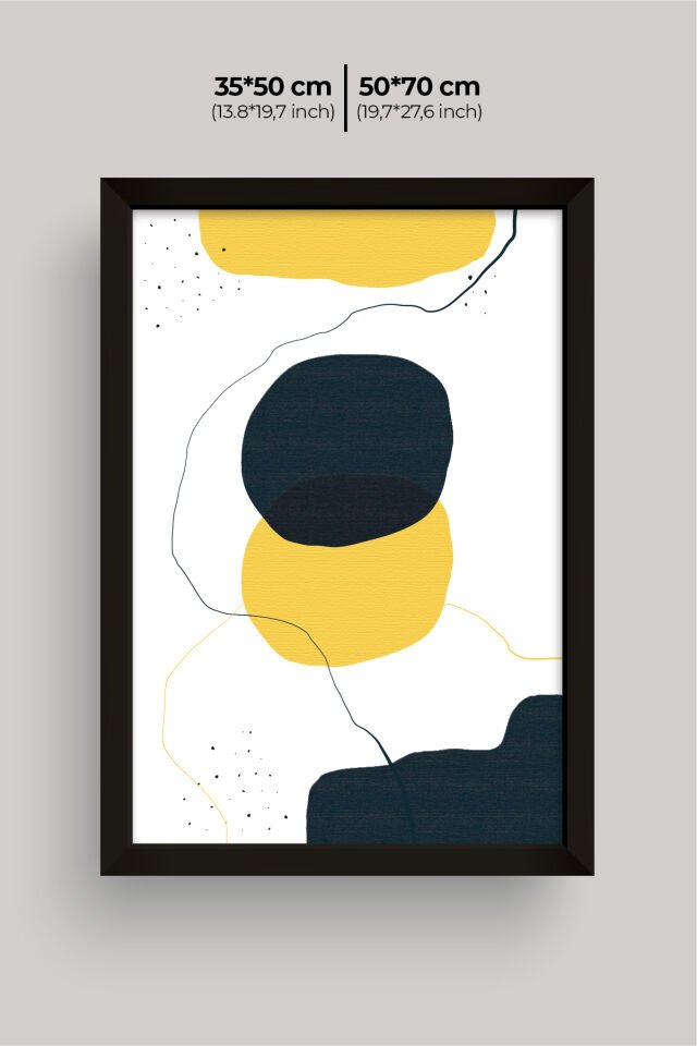 Dekoratif 3’lü  Ahşap Tablo Seti | UV Baskı Çerçeveli Duvar Tablosu V9 35x50 cm - Siyah