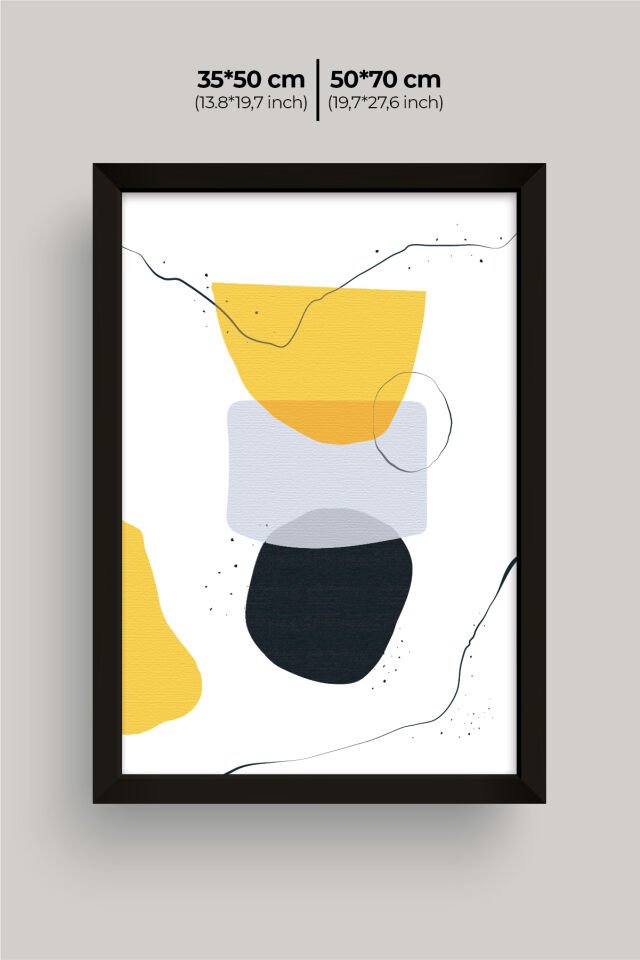 Dekoratif 3’lü  Ahşap Tablo Seti | UV Baskı Çerçeveli Duvar Tablosu V9 35x50 cm - Siyah