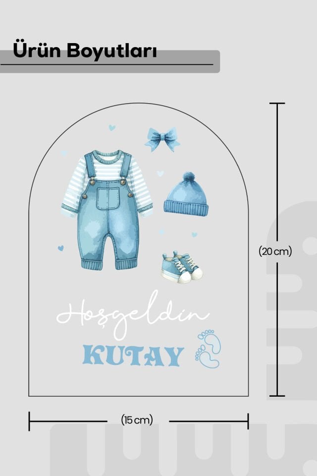 Yenidoğan Erkek Bebek İçin Kişiselleştirilebilir - Kıyafet Modelli İsme Özel Dekoratif Masa Süsü Model 1