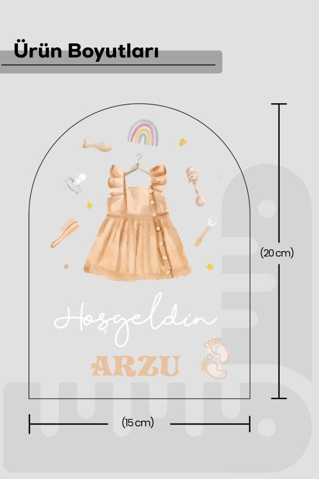 Yenidoğan Kız Bebek İçin Kişiselleştirilebilir - Kıyafet Modelli İsme Özel Dekoratif Masa Süsü Model 3