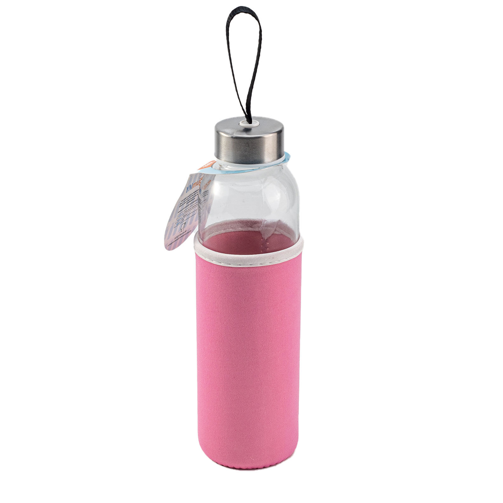 LADOGA SİYAH CAM MATARA Pembe - 550 ML