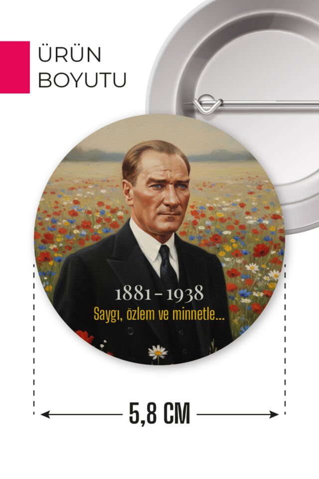 10 Kasım Atatürk Temalı Rozet | Yaka, Göğüs ve Çanta Aksesuarı | Anı ve Hatıra Ürünü