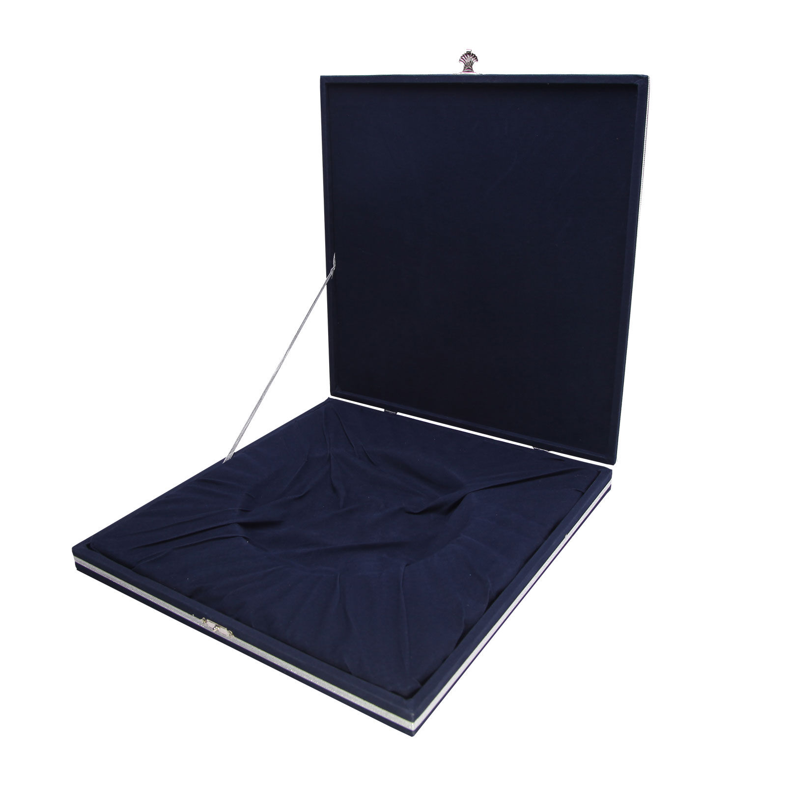 DENİM KIRMIZI KADİFE TABAK KUTUSU Lacivert - 27x27 CM