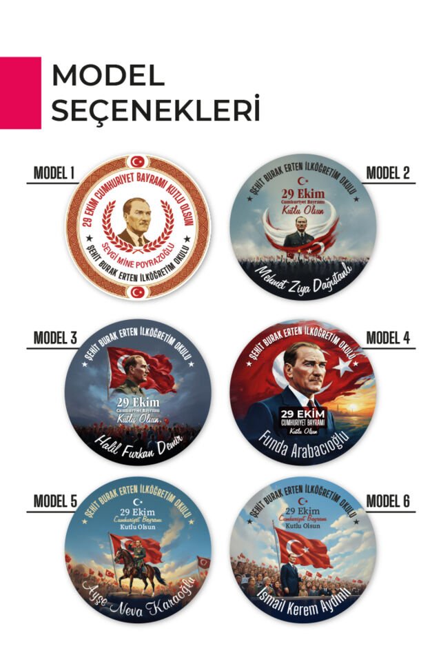 29 Ekim Atatürk Temalı Rozet | Cumhuriyet Bayramı Yaka, Göğüs ve Çanta Aksesuarı