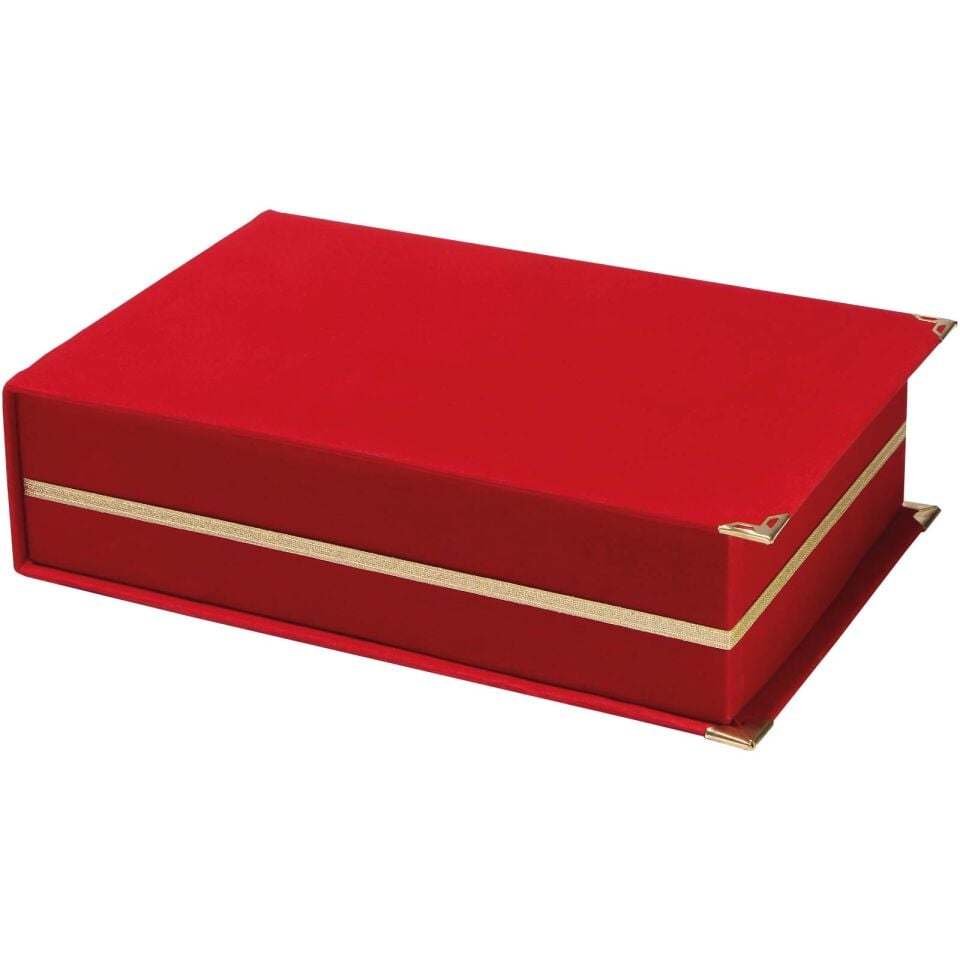 KAŞMİR KIRMIZI KADİFE PLAKET KUTUSU Lacivert - 14X24 CM
