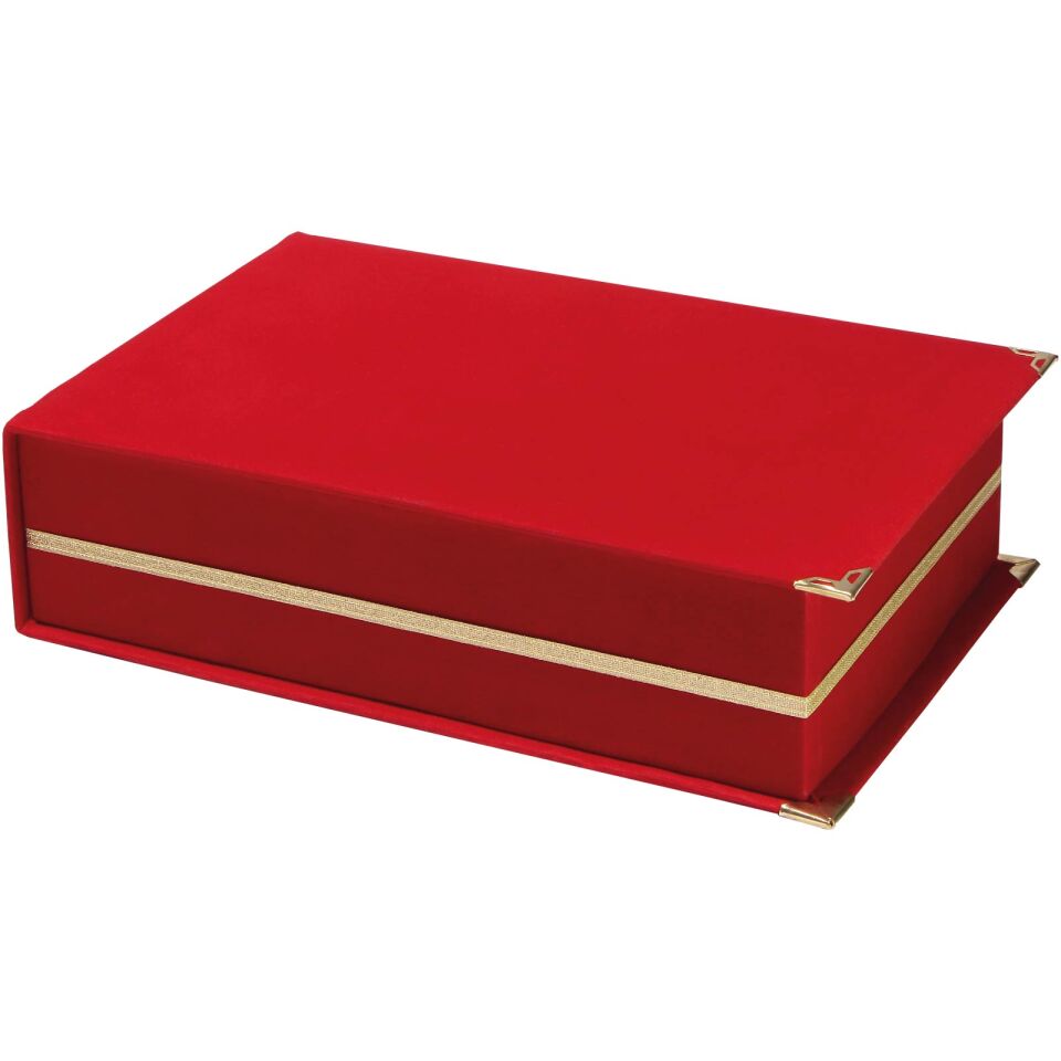 KAŞMİR KIRMIZI KADİFE PLAKET KUTUSU Lacivert - 14X24 CM