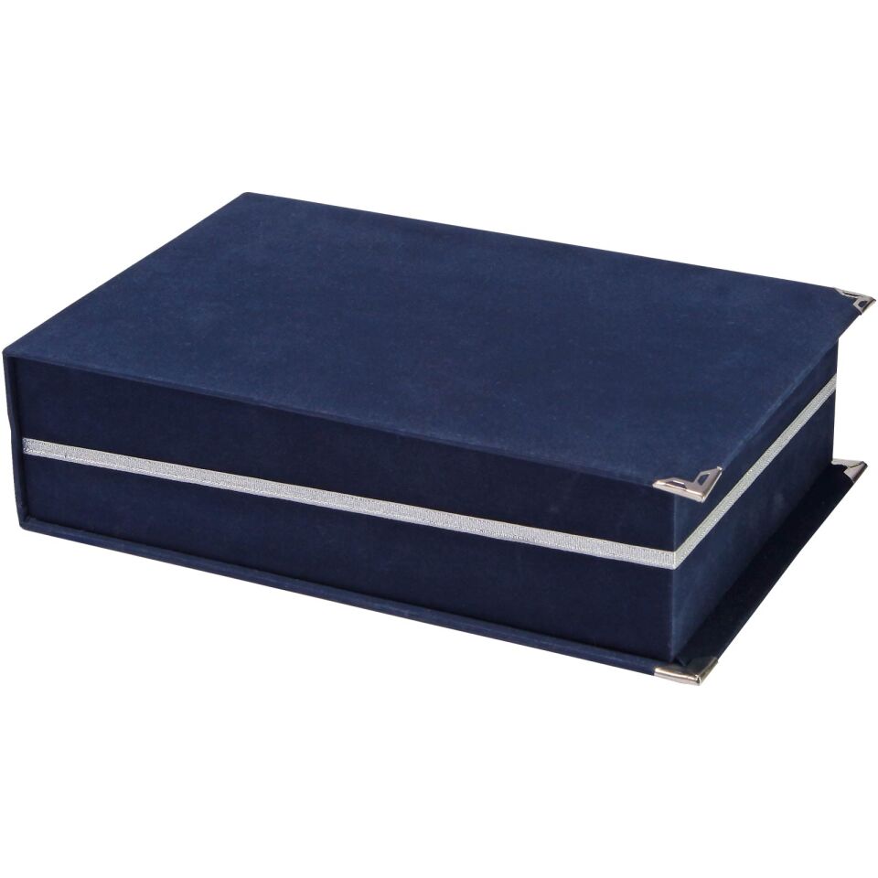 KAŞMİR KIRMIZI KADİFE PLAKET KUTUSU Lacivert - 14X24 CM