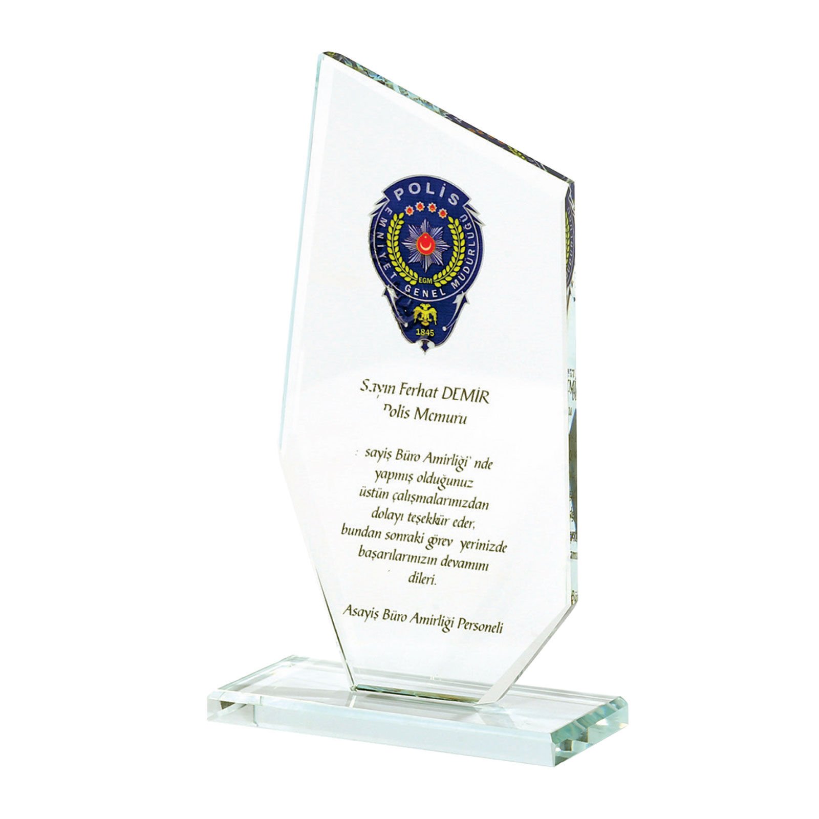KAŞGAR SİYAH KRİSTAL PLAKET Şeffaf