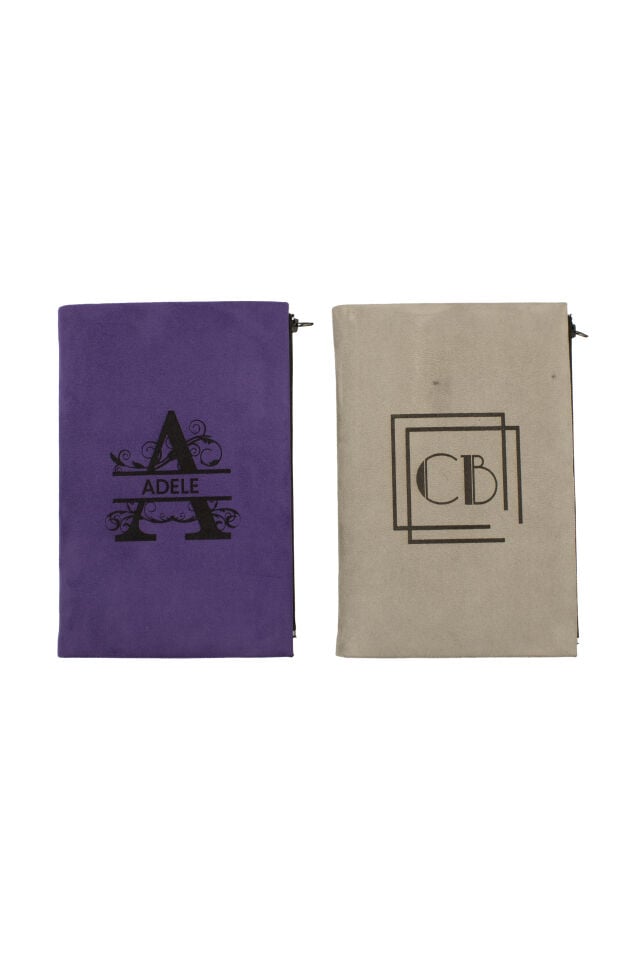 Kişiye Özel Süet Defter ve Kalem Seti - İsim Baskılı Kartlıklı Defter Seti