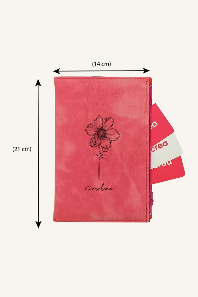 Kişiye Özel Kartlık Bölmeli Defter Cep Alanlı İsimli Baskılı Defter ve Kalem Seti Lila