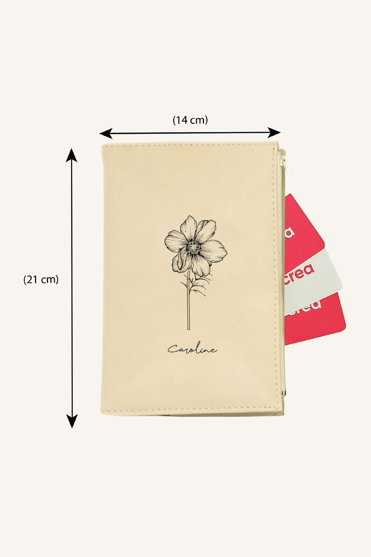 Kişiye Özel Kartlık Bölmeli Defter Cep Alanlı İsimli Baskılı Defter ve Kalem Seti Krem