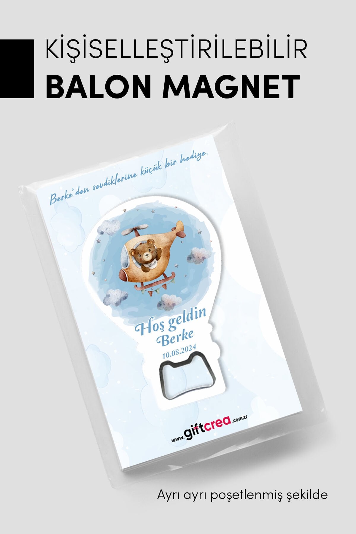 Kişiye Özel Açacaklı Balon Magnet – Sevimli Dostlar Serisi Erkek (Model-1)