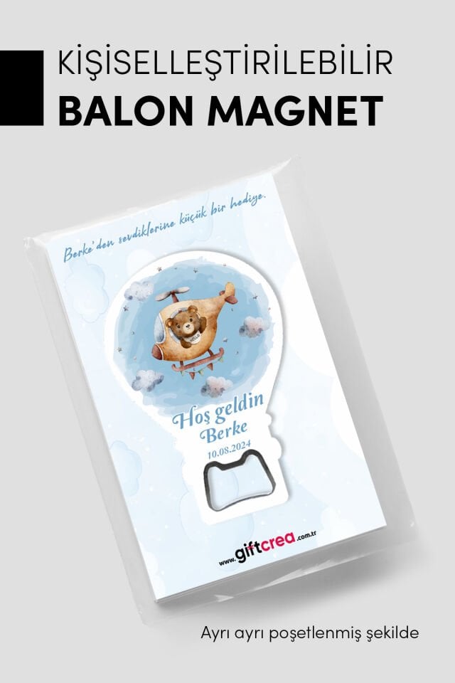 Kişiye Özel Açacaklı Balon Magnet – Sevimli Dostlar Serisi Erkek (Model-1) 40 Adet