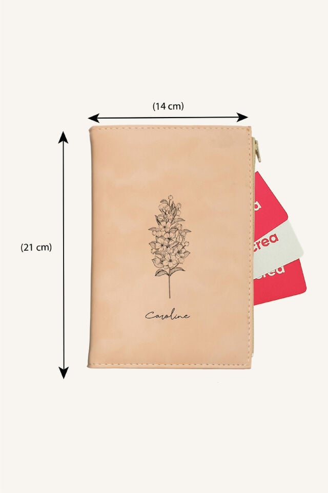 Kişiye Özel Kartlık Bölmeli Defter Cep Alanlı İsimli Baskılı Defter ve Kalem Seti Gül Kurusu