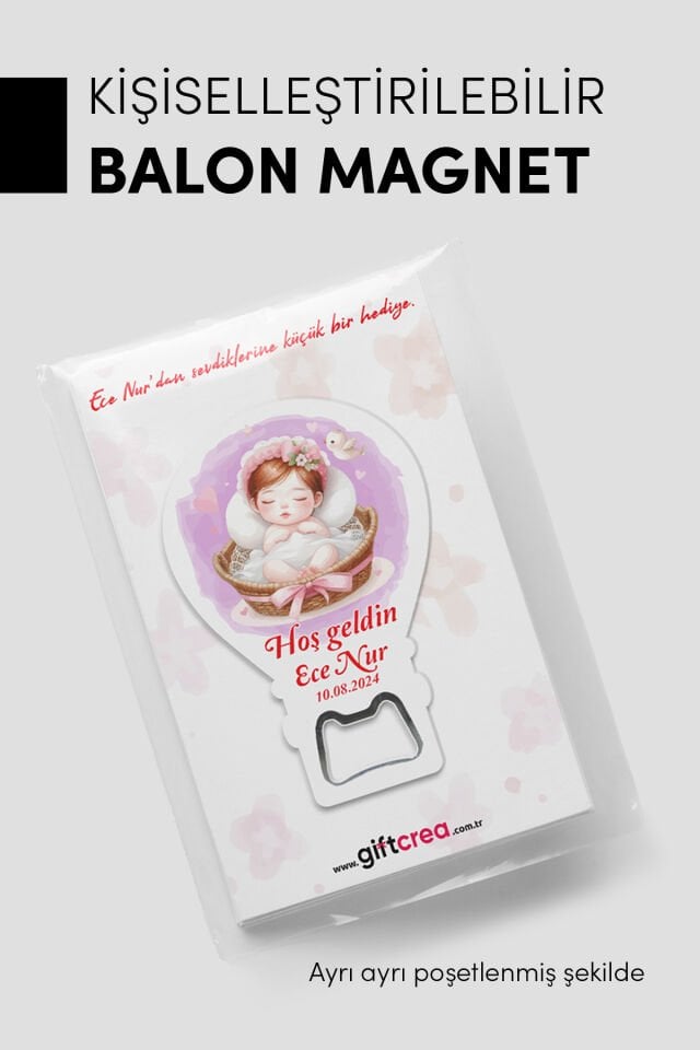 Kişiye Özel Açacaklı Balon Magnet – Sevimli Dostlar Serisi Kız (Model-1) 50 Adet