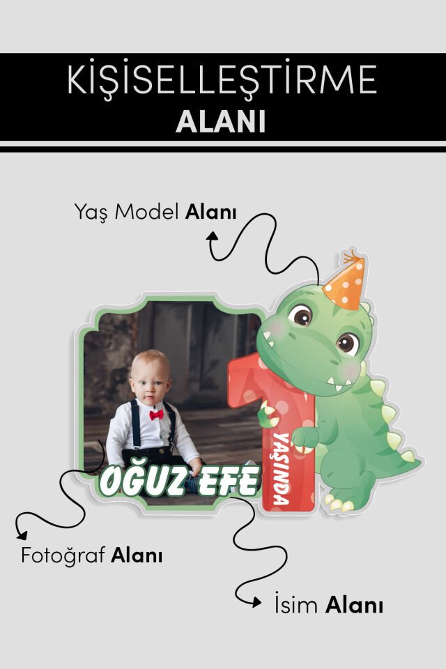 Kişiye Özel Şeffaf Pleksi Magnet – Dinozor Temalı Doğum Günü Hatırası (Her Yaşa Özel)