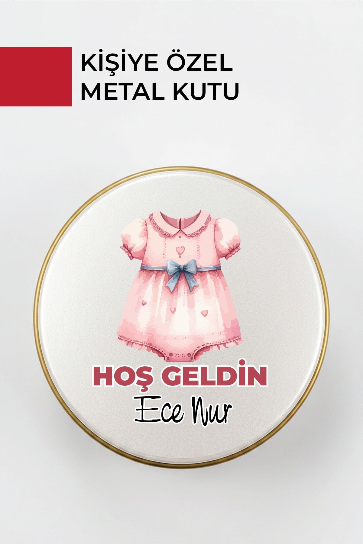 Kişiye Özel Yenidoğan Hoşgeldin Bebek Metal Kutu Seti | Kız - (Model1)