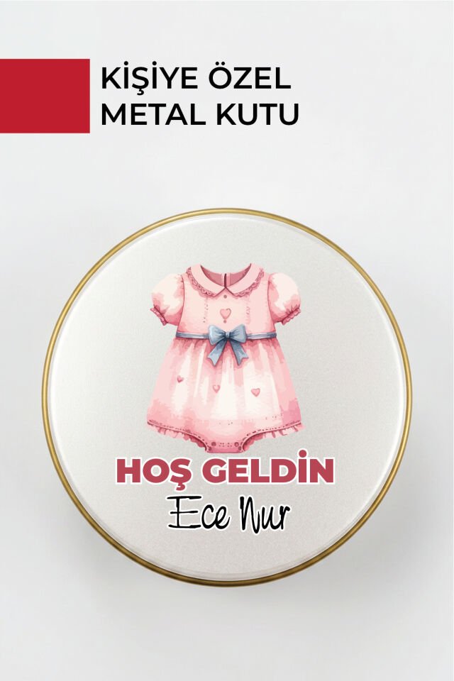 Kişiye Özel Yenidoğan Hoşgeldin Bebek Metal Kutu Seti | Kız - (Model1)