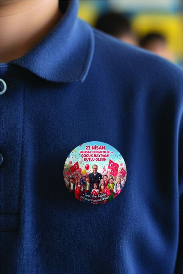 23 Nisan Temalı Kişiye Özel Rozet – İsimli, Çocuk Bayramı Yaka Rozeti 20 Adet