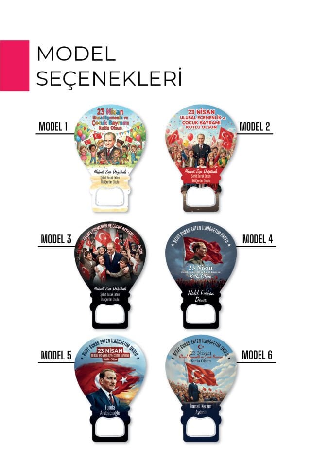 23 Nisan Temalı Kişiye Özel Balon Magnet - İsimli, Çocuk Bayramı Hatırası 30 Adet