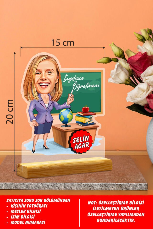 Öğretmenler Günü’ne Özel Hediye Karikatür Pleksi Seti - Özelleştirilebilir Dekoratif Pleksi