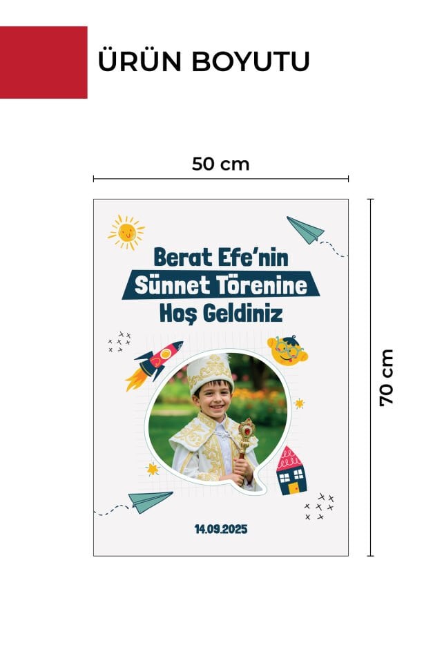 Sünnet Düğünü Karşılama Panosu , Kişiye Özel Tasarlabilir Model ve Stand Seçenekli