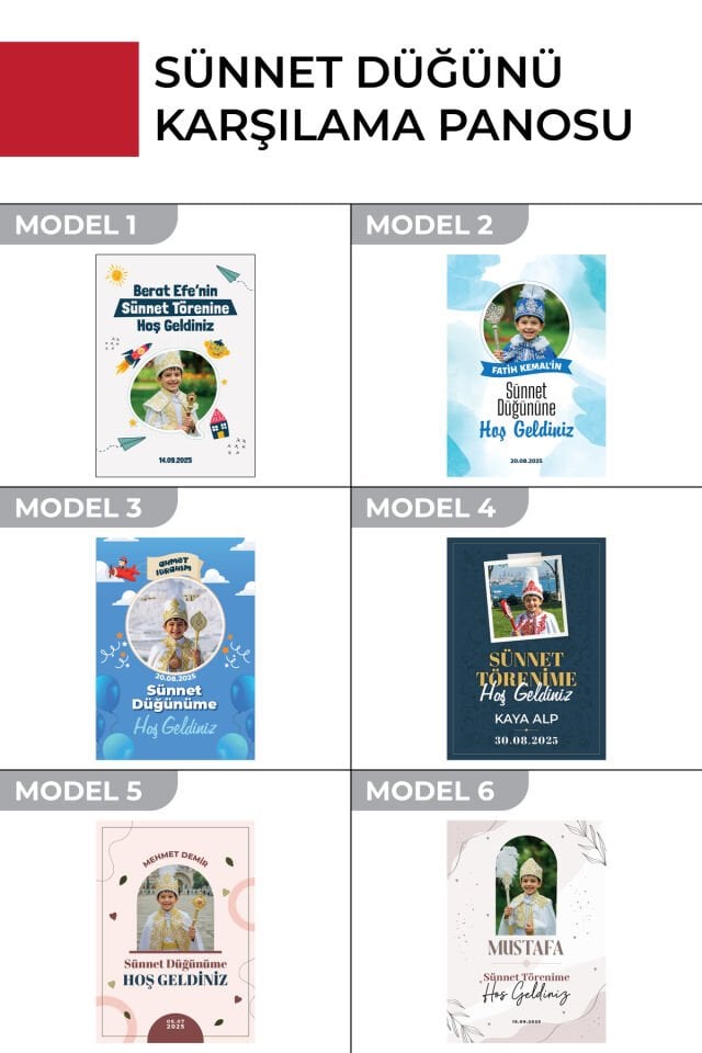 Sünnet Düğünü Karşılama Panosu , Kişiye Özel Tasarlabilir Model ve Stand Seçenekli