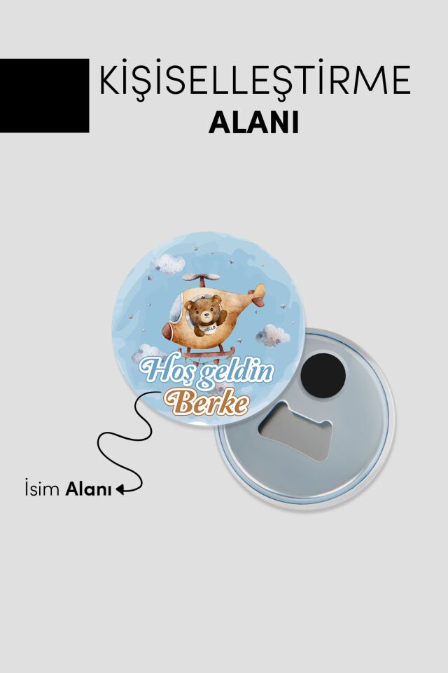 Yeni Doğan Erkek Bebek İçin Hoş Geldin Magnet Yuvarlak Açacaklı Tasarım (Model-1) 50 Adet