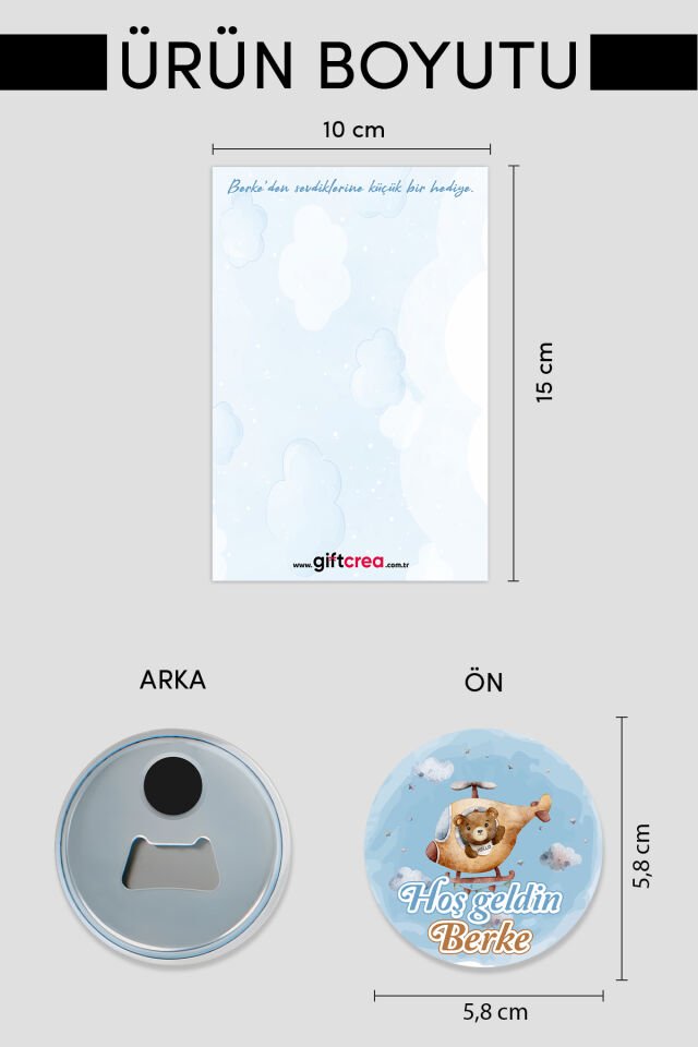 Yeni Doğan Erkek Bebek İçin Hoş Geldin Magnet Yuvarlak Açacaklı Tasarım (Model-1)