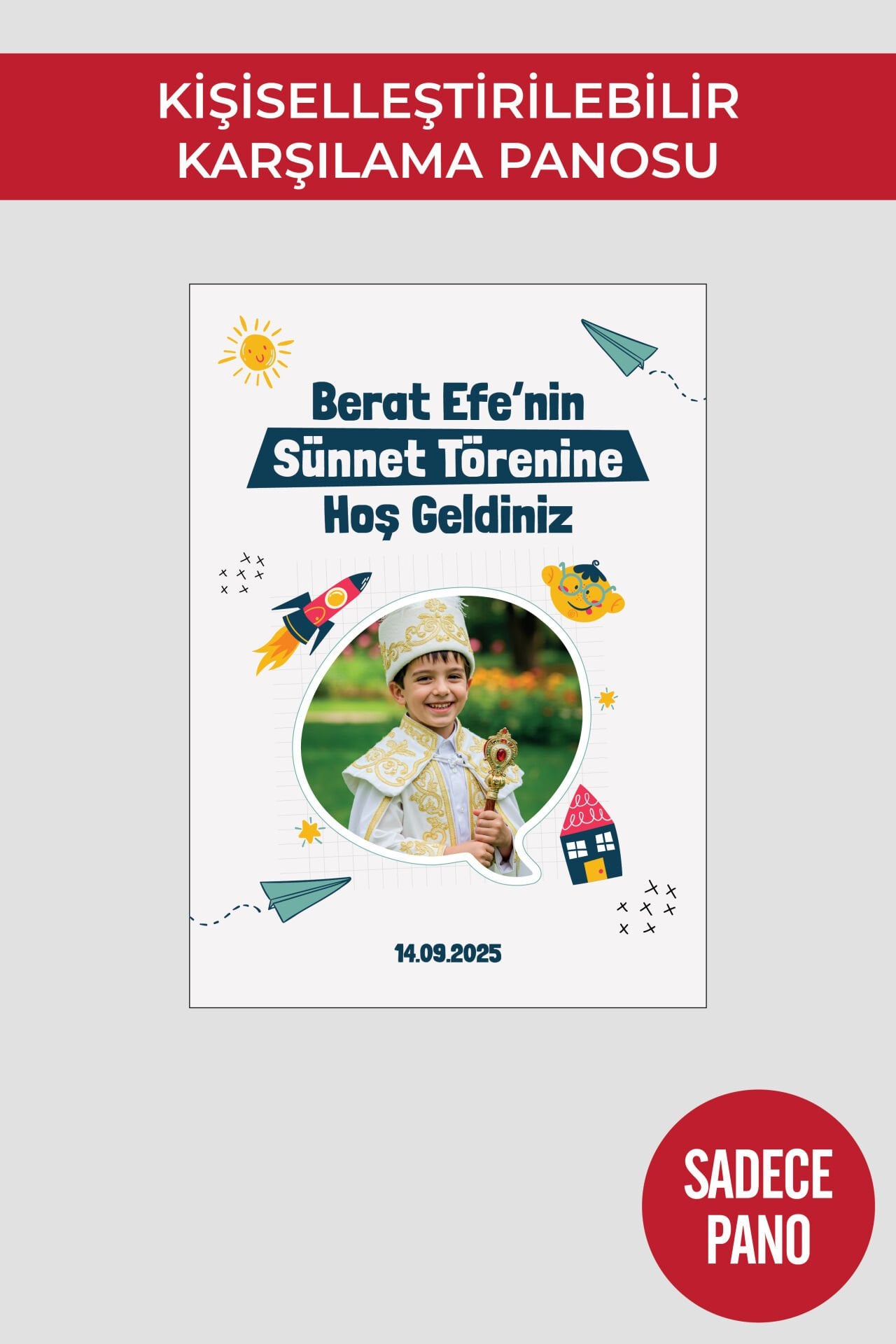 Sünnet Düğünü Karşılama Panosu , Kişiye Özel Tasarlabilir Model ve Stand Seçenekli Sadece Pano