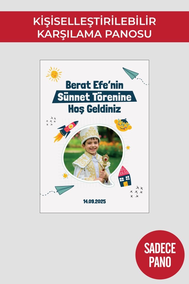 Sünnet Düğünü Karşılama Panosu , Kişiye Özel Tasarlabilir Model ve Stand Seçenekli Sadece Pano