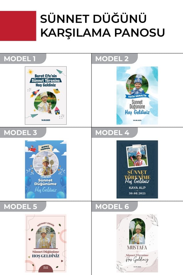 Sünnet Düğünü Karşılama Panosu , Kişiye Özel Tasarlabilir Model ve Stand Seçenekli Sadece Pano