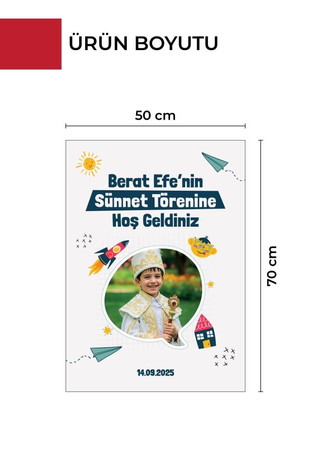 Sünnet Düğünü Karşılama Panosu , Kişiye Özel Tasarlabilir Model ve Stand Seçenekli Sadece Pano