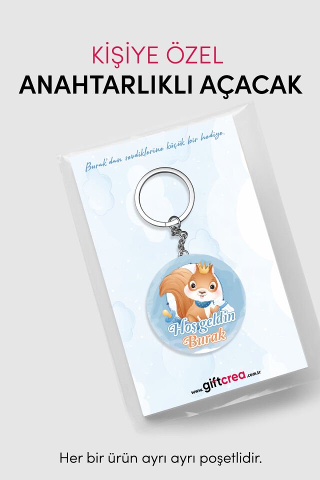 Yeni Doğan Erkek Bebek İçin Hoş Geldin Anahtarlık Yuvarlak Açacaklı Tasarım (Model-3) 50 Adet