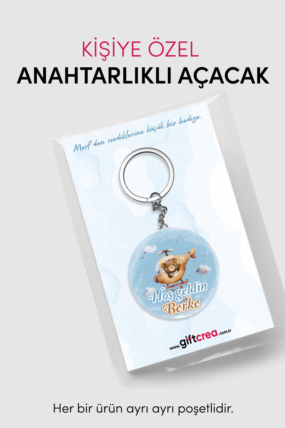 Yeni Doğan Erkek Bebek İçin Hoş Geldin Anahtarlık Yuvarlak Açacaklı Tasarım (Model-6) 10 Adet