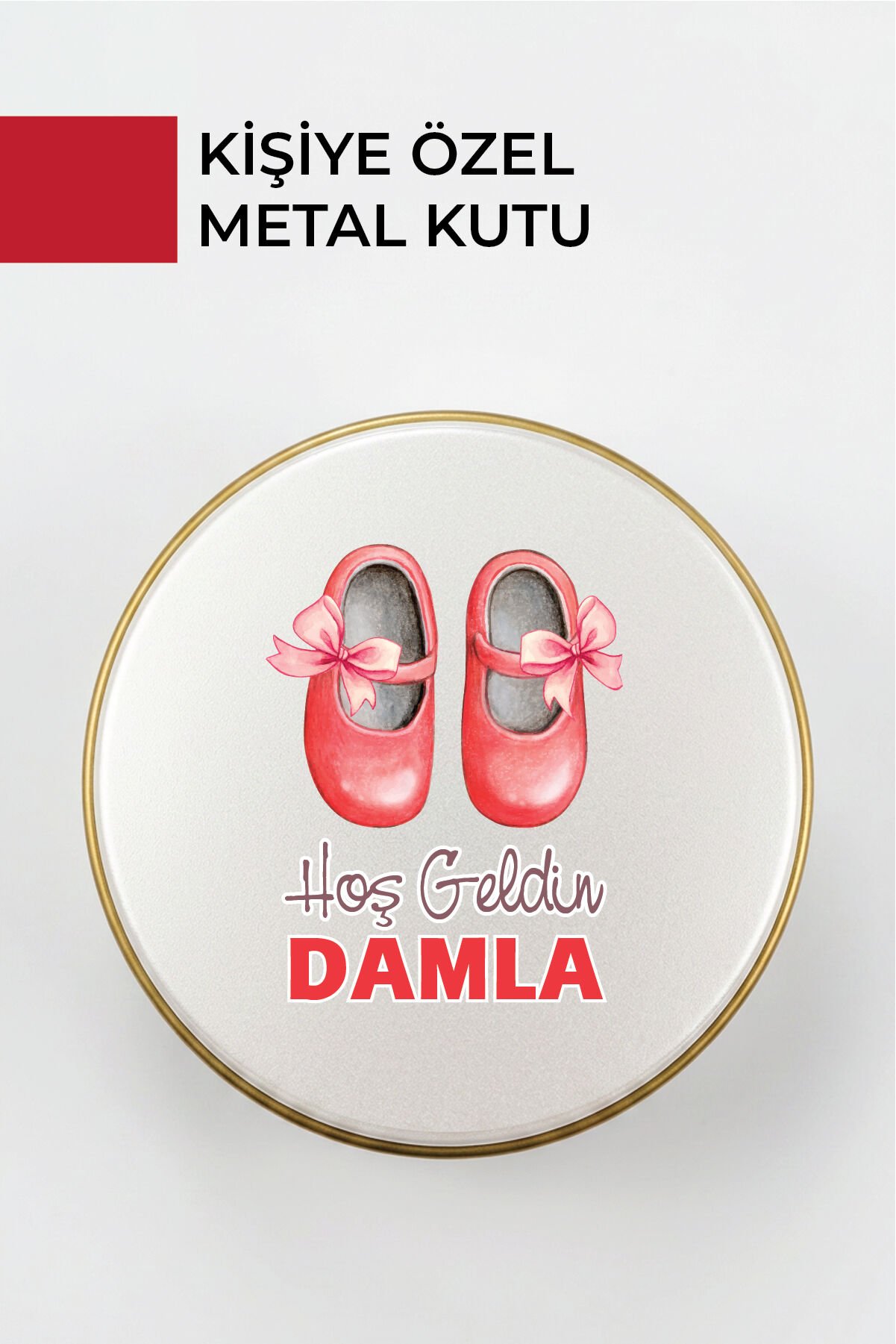 Kişiye Özel Yenidoğan Hoşgeldin Bebek Metal Kutu Seti | Kız - (Model3)