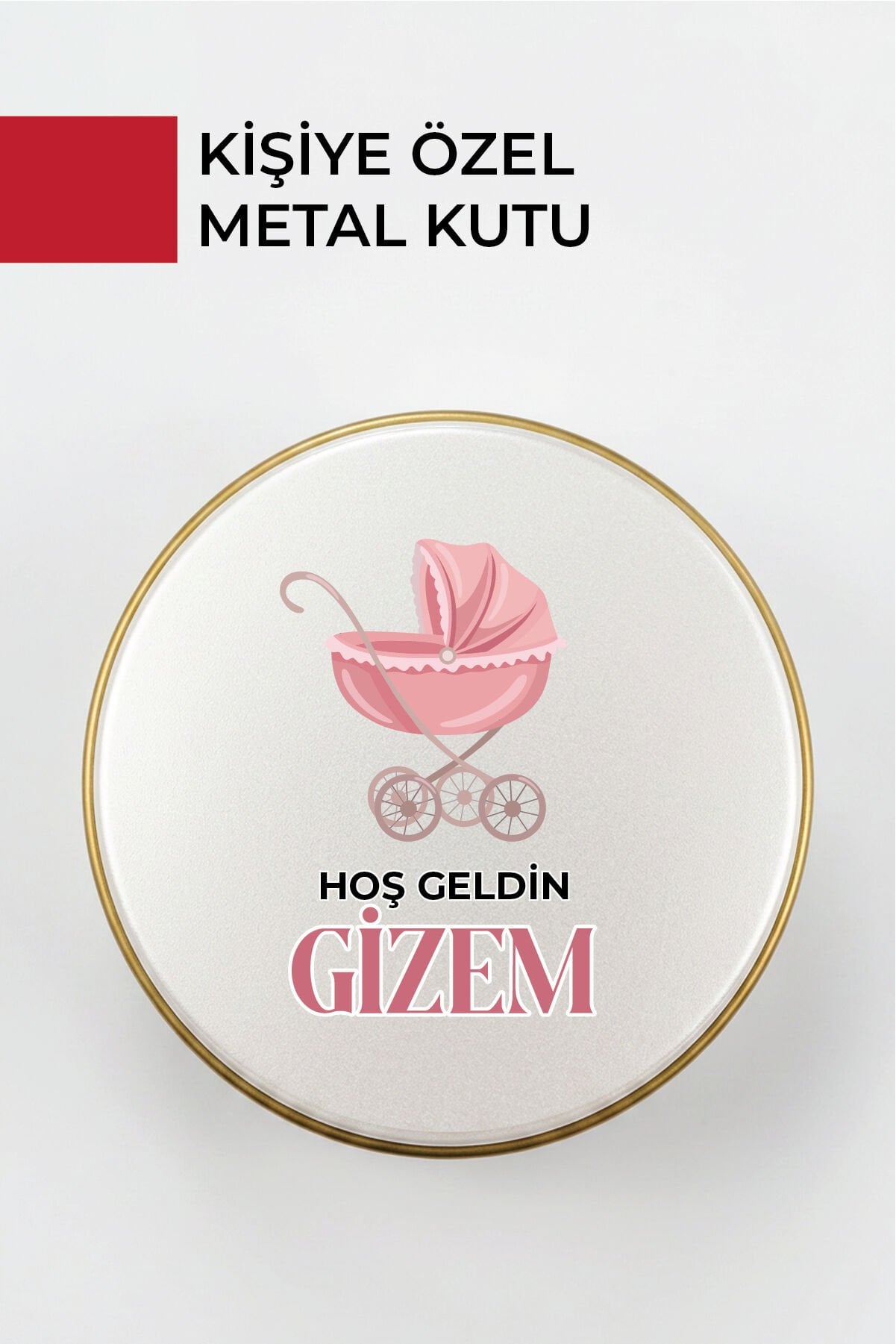 Kişiye Özel Yenidoğan Hoşgeldin Bebek Metal Kutu Seti | Kız - (Model4) 20 Adet