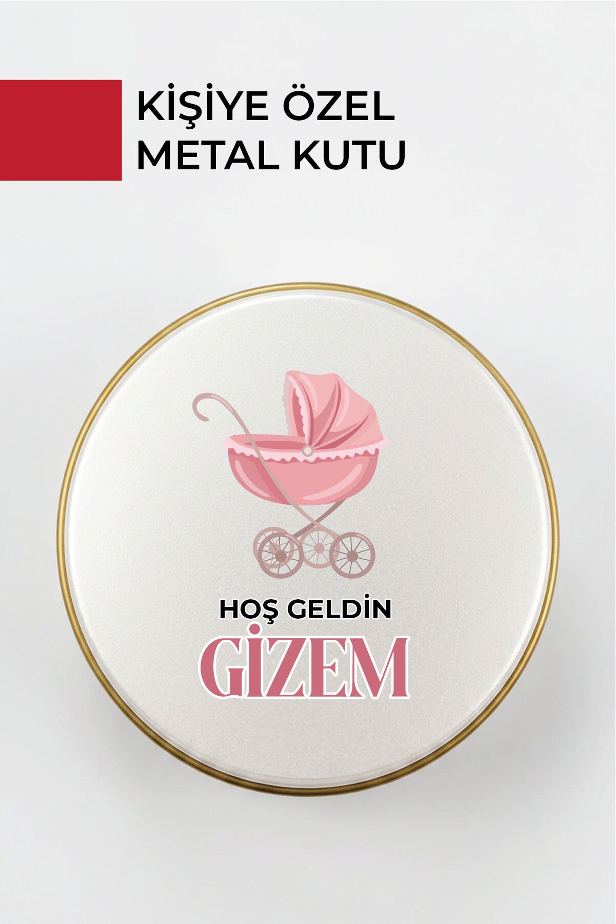 Kişiye Özel Yenidoğan Hoşgeldin Bebek Metal Kutu Seti | Kız - (Model4) 20 Adet