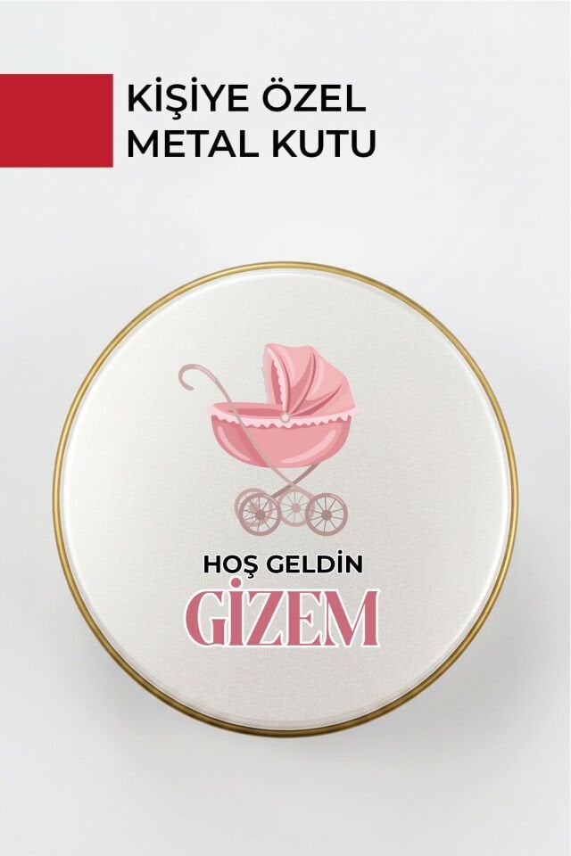Kişiye Özel Yenidoğan Hoşgeldin Bebek Metal Kutu Seti | Kız - (Model4) 100 Adet